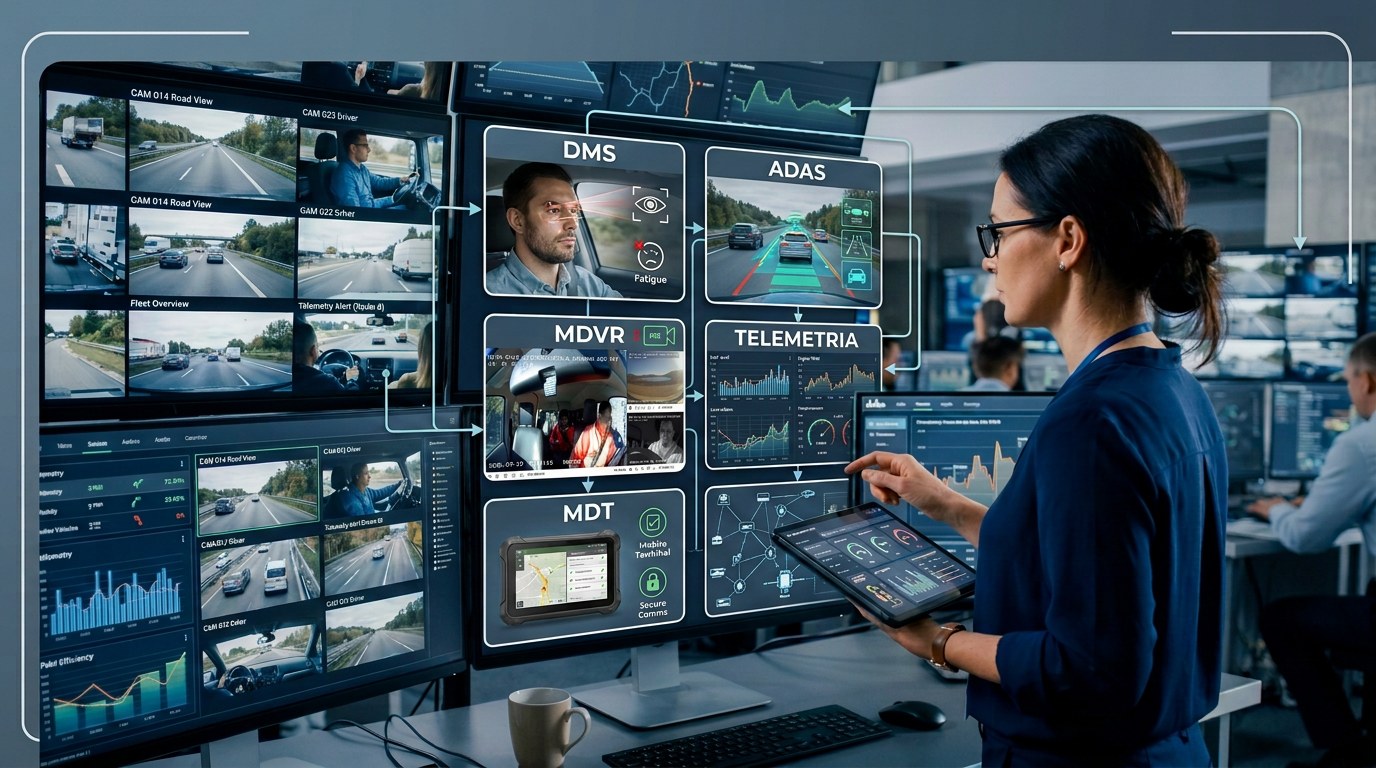 Panel del sistema IVMS: DMS, ADAS, MDVR y telemetría